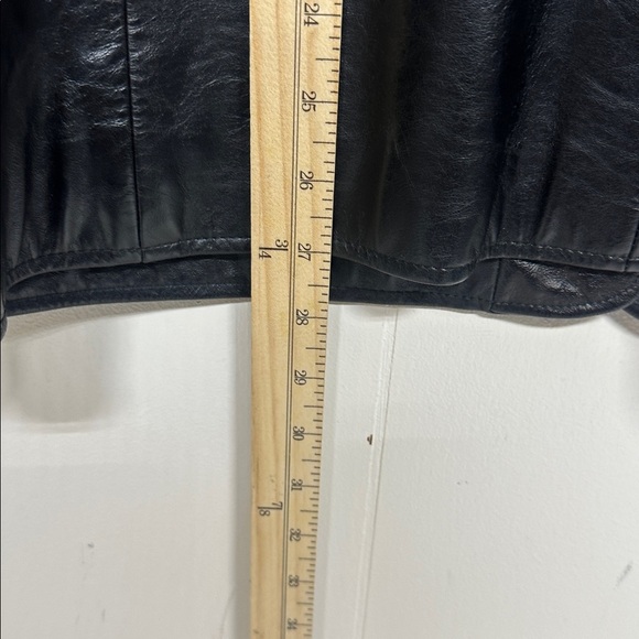 Gap black leather jacket button front flap pocket DIY Flying Monkeys Y2K - Picture 4 of 7